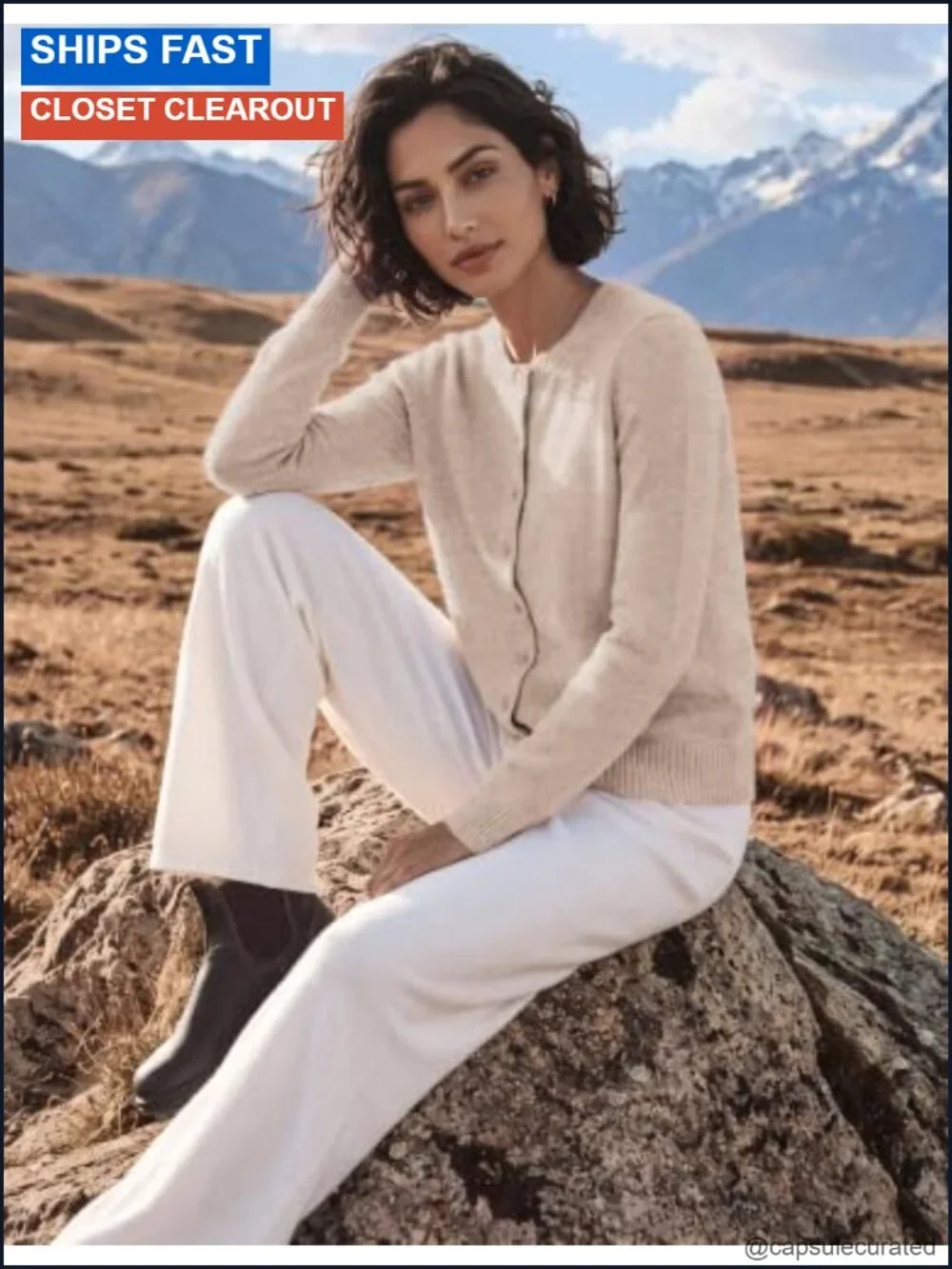 Merino Wool Cashmere Blend Button Front Cardigan Ribbed Knit Sweater